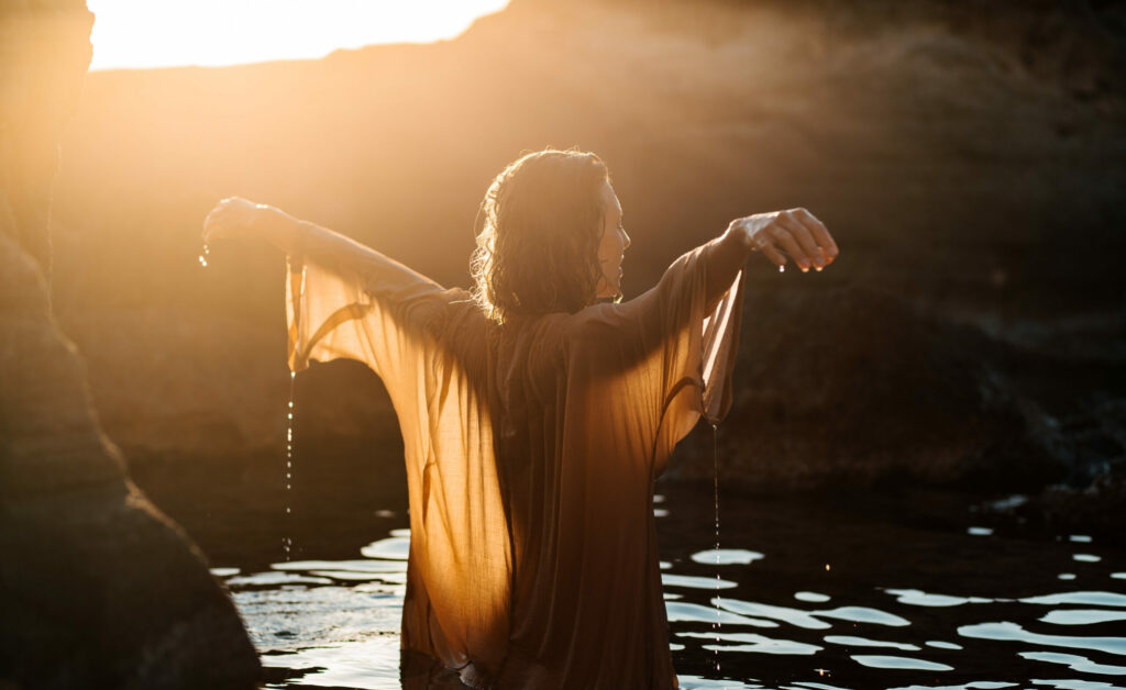 woman in water with clothes on